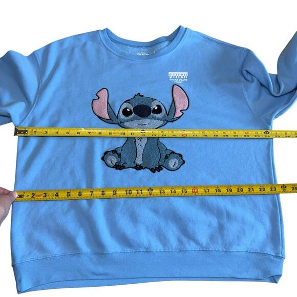Disney Stitch Embroidered Sweatshirt Fleece Lined XL Blue L/S Whimsical Whimsy - Picture 5 of 7